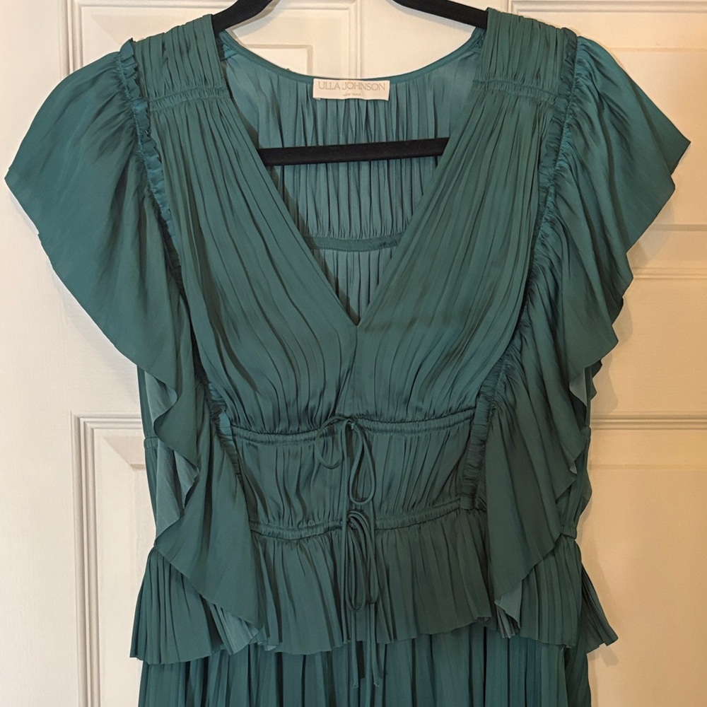 ULLA JOHNSON TEAL MIDI DRESS